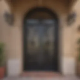 Elegant wrought iron front door railing