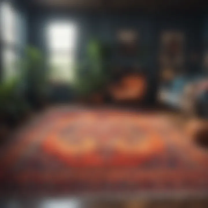 Colorful patterned rug enhancing a vibrant space