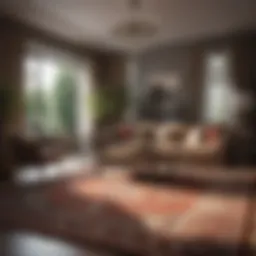 Luxurious living room with a large area rug
