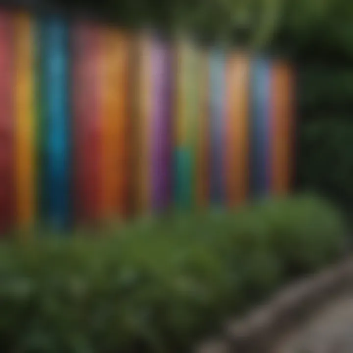 Colorful decorative panels enhancing a garden barrier
