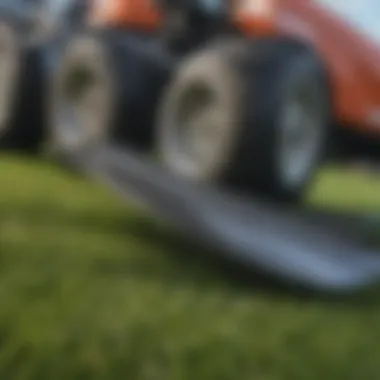 Close-up of mower blades showing sharpness and precision