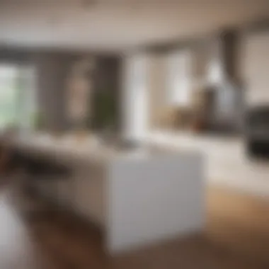 Optimizing Workflow in Kitchen Design A functional kitchen island designed for optimal workflow in culinary tasks.