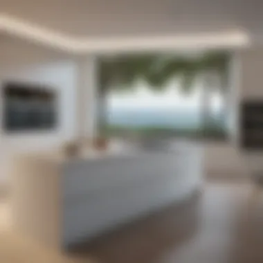 Minimalist Island in a Contemporary Kitchen Contemporary kitchen with a minimalist island design and modern appliances