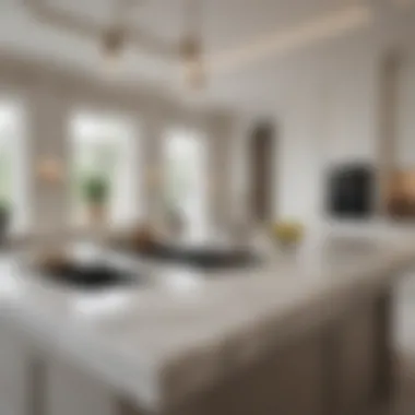 Luxury Aesthetics with a Marble Island Luxurious kitchen with a marble island and stylish fixtures