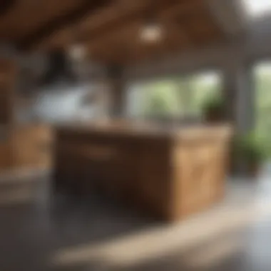 Rustic Charm with a Wooden Island Rustic kitchen showcasing a wooden island surrounded by natural light