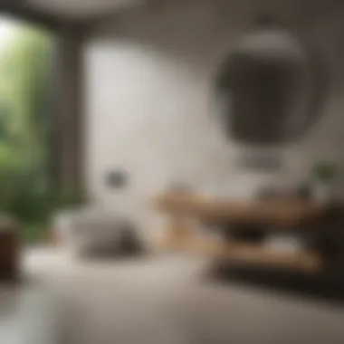 Contemporary Materials for Tranquil Bathrooms A serene bathroom ambiance using contemporary materials like stone and wood, promoting tranquility.