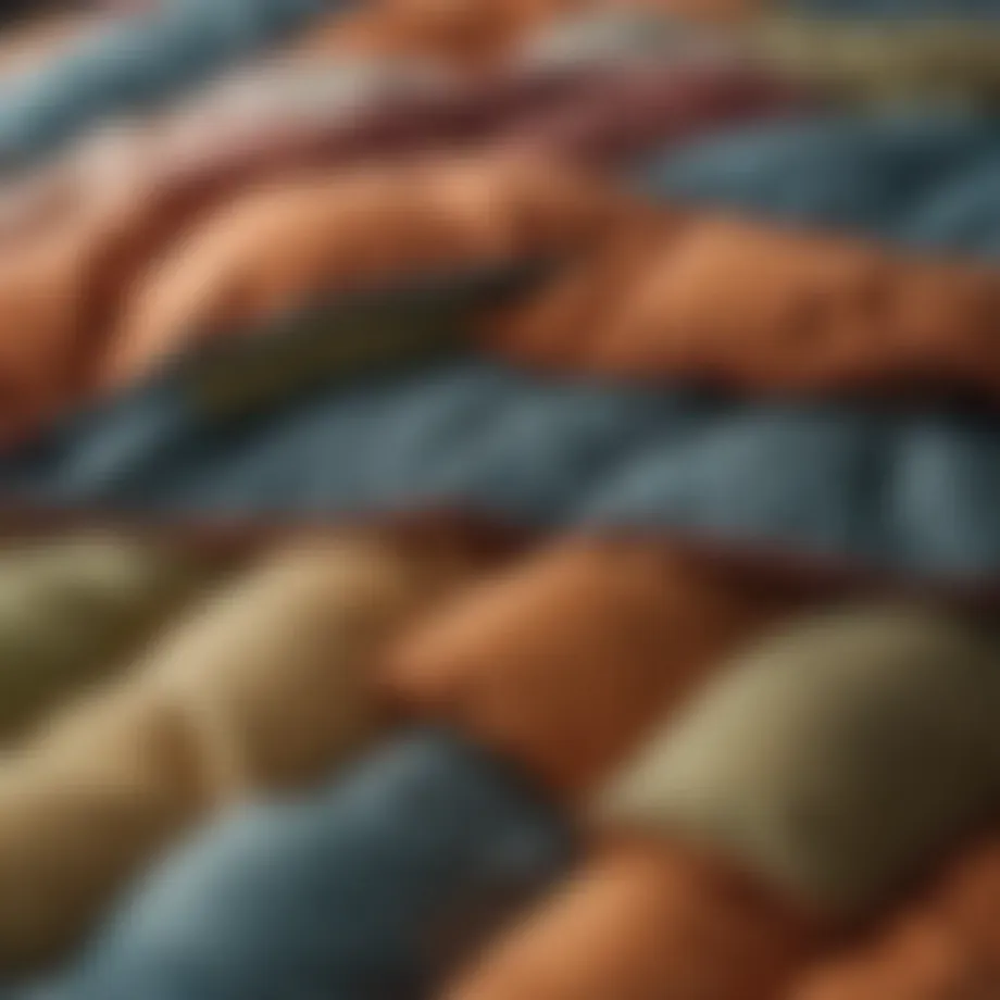 A collection of lightweight comforters displaying various textures and colors