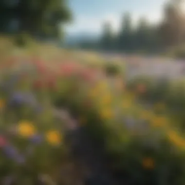 Vibrant Meadow Ecosystem A vibrant meadow filled with wildflowers showcasing various species.