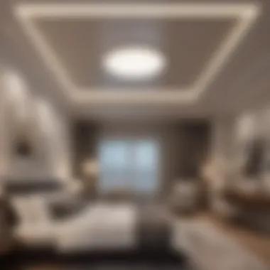 Layered ceiling lighting with recessed and decorative fixtures