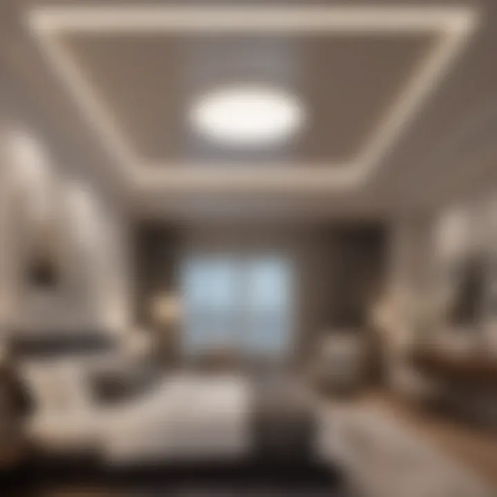 Layered ceiling lighting with recessed and decorative fixtures