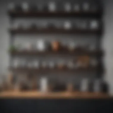 Curated Kitchenware on Open Shelves Stylish open shelves displaying a curated collection of kitchenware