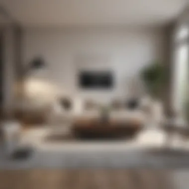 Minimalist Elegance in Living Room Design Modern minimalist living room with sleek lines and neutral tones