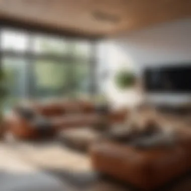 Sustainability Meets Comfort in Living Room Design Cozy living room with sustainable materials and natural elements