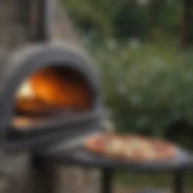 Ooni 12 pizza stone in use within an outdoor pizza oven, with a beautifully cooked pizza