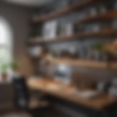 Functional Design in Home Office Functional design of open-ended shelves in a home office