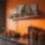 Vibrant orange wall with kitchen accessories