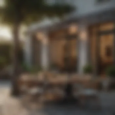 Charming Dining Configuration Cozy outdoor dining area with stylish furniture