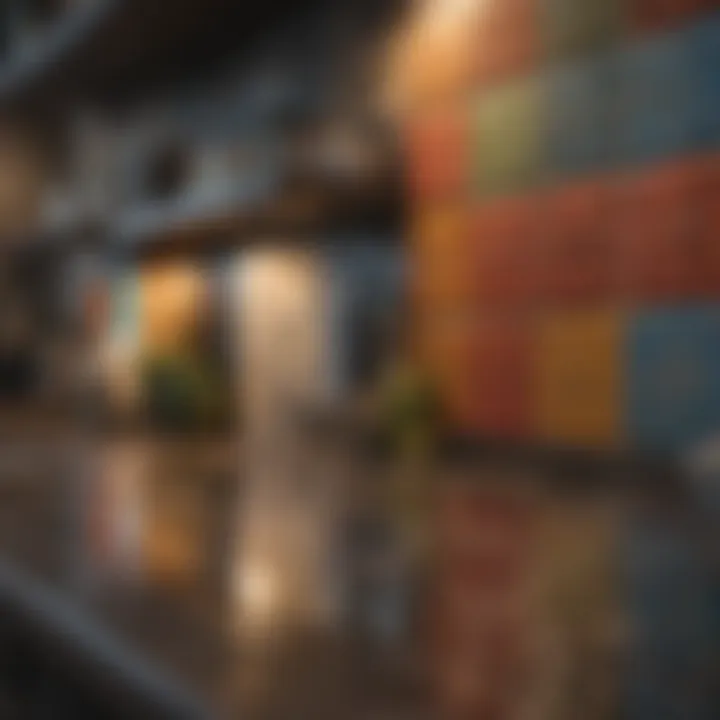 Colorful accent tiles complementing ranch kitchen elements