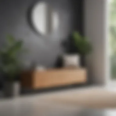Minimalist Slim Entryway Bench with Storage Elegant slim entryway bench with hidden storage, showcasing minimalist design