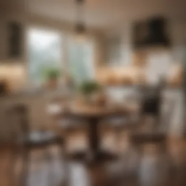 Inviting Small Island Table Arrangement in Kitchen An inviting arrangement of a small island table and chairs in a cozy kitchen.