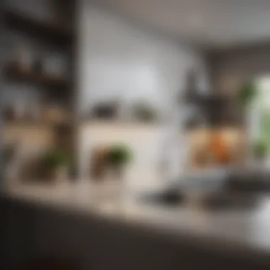 Modern small kitchen with open shelving and minimalist design