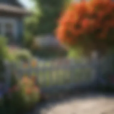 Colorful Garden Featuring Decorative Picket Fence Colorful garden with decorative picket fence