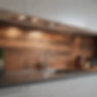 Wood Solid Backsplash in Contemporary Design Rich wood solid backsplash adding warmth to a contemporary space