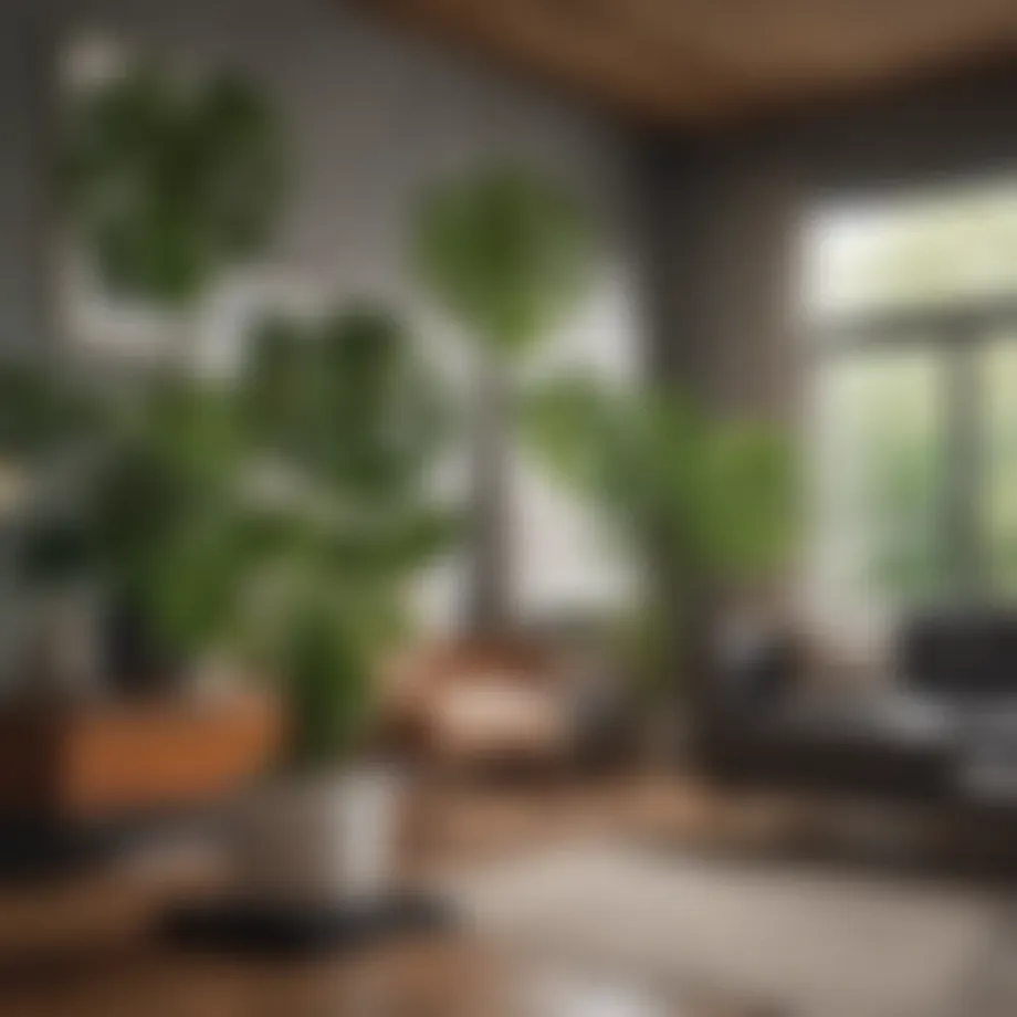 A vibrant monstera plant in a stylish living room setting