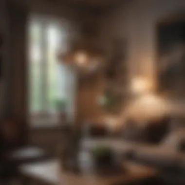 Vintage hanging lamp adding character to a cozy living area