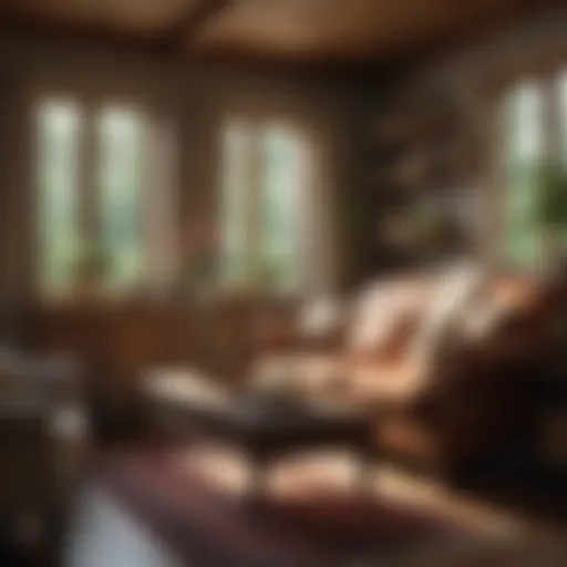 Cozy living room featuring country cottage furniture with floral patterns