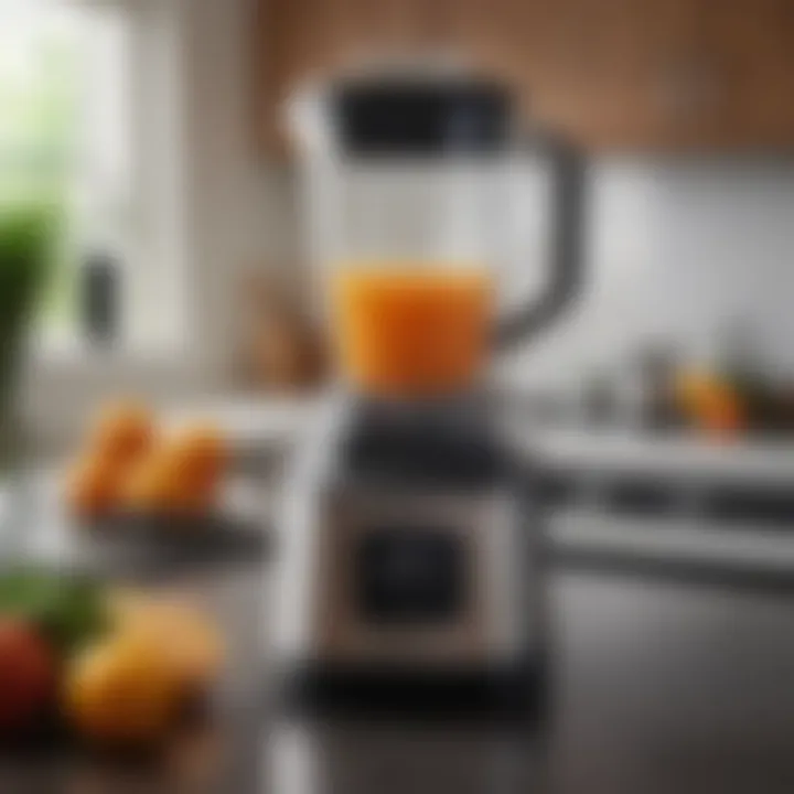 A high-quality blender on a kitchen countertop ready for juicing