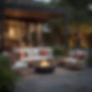 Contemporary Outdoor Living Space Contemporary outdoor living space featuring a sleek conversation set and vibrant decor