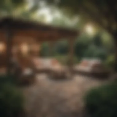 Rustic Outdoor Conversation Area Rustic outdoor conversation area surrounded by nature with wooden furniture