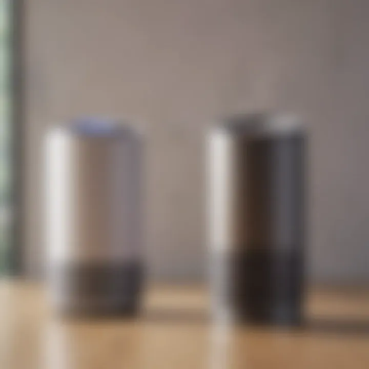 Illustration comparing various Dyson air purifier models and their features