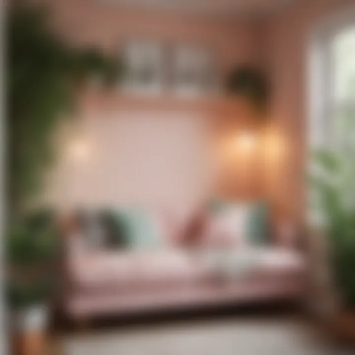 Cozy reading nook adorned with pastels and greenery