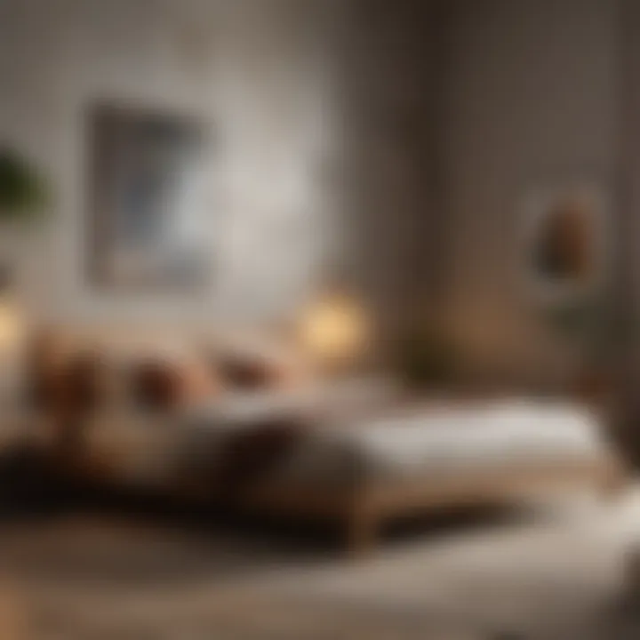 Serene bedroom with earthy tones and natural materials