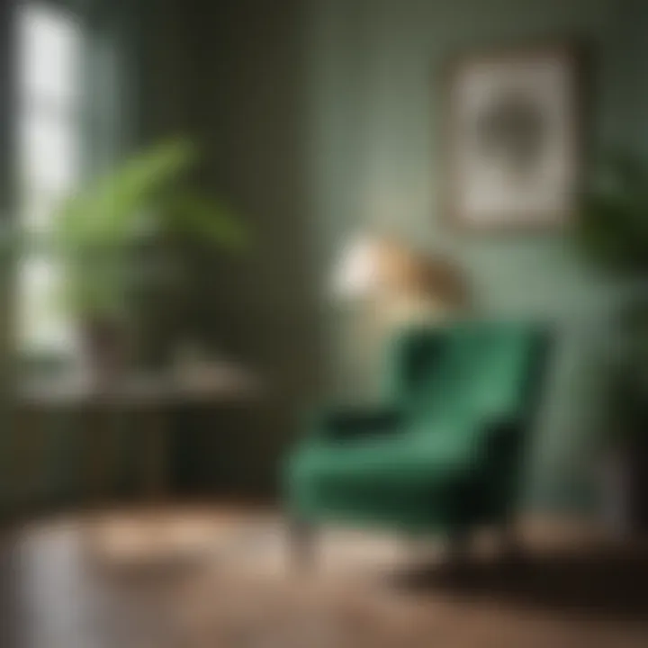 Elegant green painted chair in a bright living room