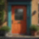 A collection of front doors painted in various vibrant colors.