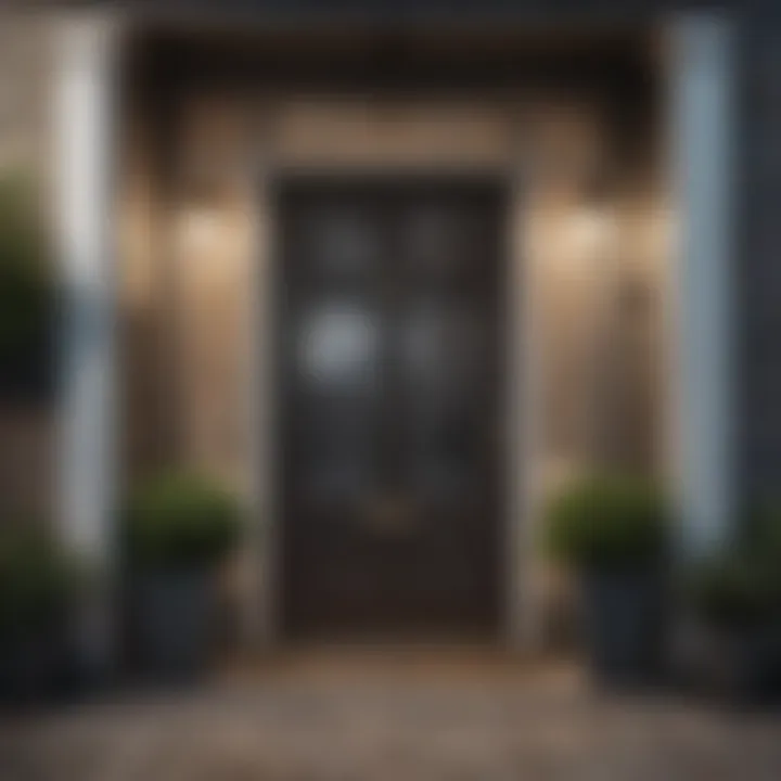 A beautifully styled home with a contrasting front door color.