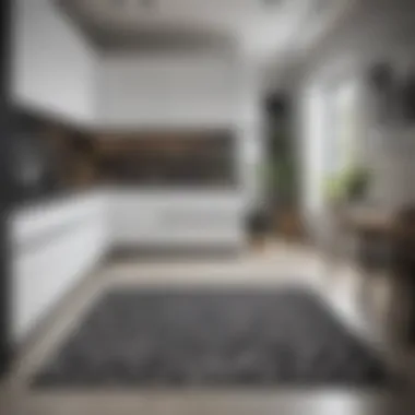 Minimalistic Design in Modernity Minimalistic black and white rug in a contemporary kitchen setting