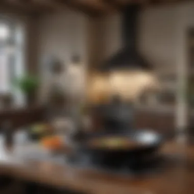 Aesthetic Appeal of Large Skillets in Modern Interiors An elegant dining setup featuring a large cast iron skillet as a centerpiece, blending functionality and aesthetics.
