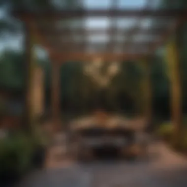 Outdoor dining area under a contemporary pergola