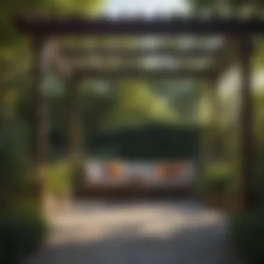 Sophisticated Pergola in Nature Elegant pergola providing shade in a lush garden setting