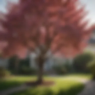 A well-maintained cherry tree in a residential garden, illustrating the perfect size for landscaping.