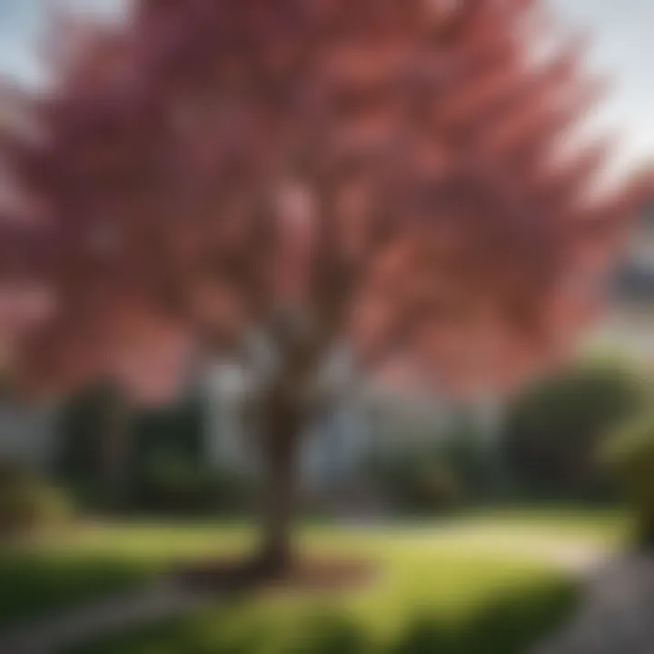 A well-maintained cherry tree in a residential garden, illustrating the perfect size for landscaping.