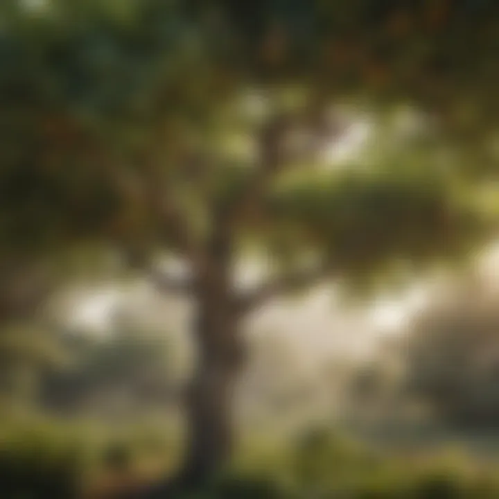 A lush fig tree with ripe figs hanging from its branches, showcasing healthy foliage.