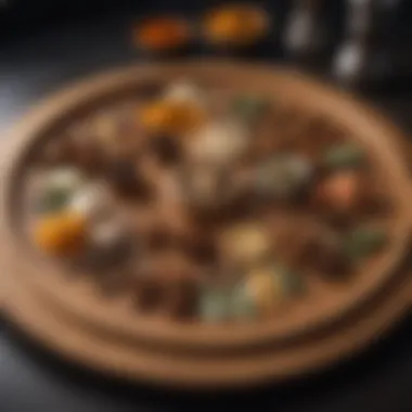 Wood Spice Lazy Susan Close-up of a wood spice lazy susan with spices arranged