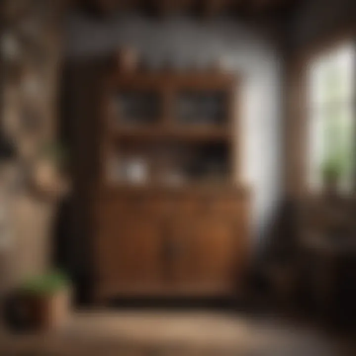 Rustic kitchen atmosphere enhanced by a vintage cabinet