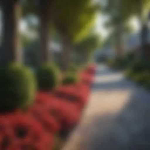 Vibrant front yard with fast growing trees