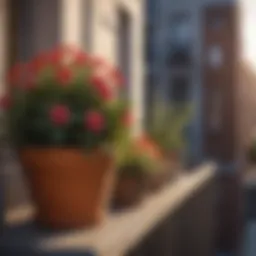A stunning collection of vibrant flower pots arranged on a balcony.